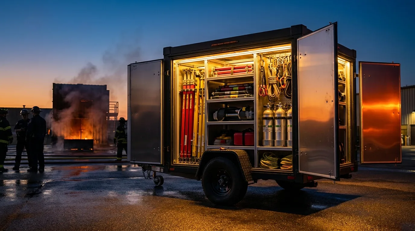 Special Mission Tender rescue trailer stocked with rescue struts and equipment